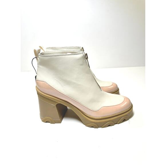 SOREL Waterproof Brex Zip Leather Ankle Boots in Chalk, Peach Sz 9 - Picture 13 of 15